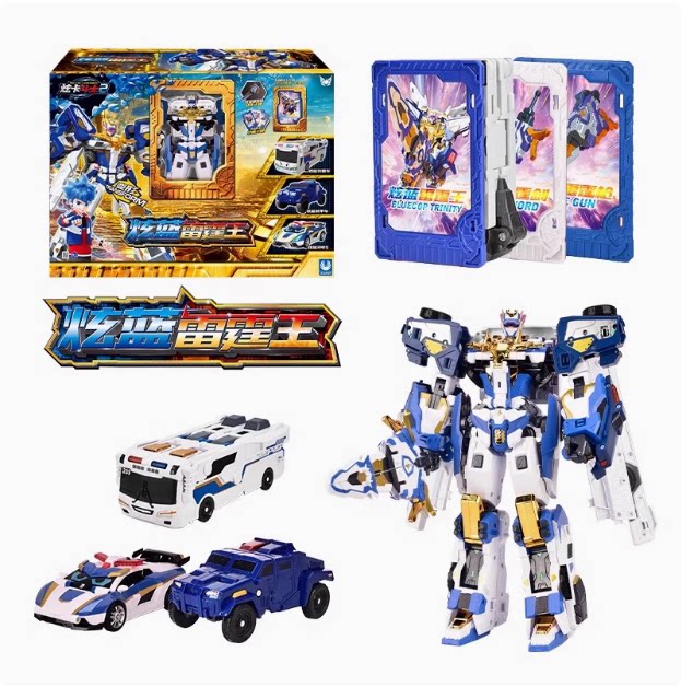Metal Cardbot S Blue Cop Trinity Combiner Transforming Robot